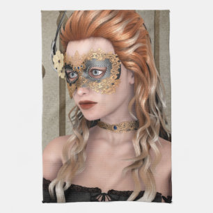 Elegante venezianische Maskenporträtkunst Küchentuch