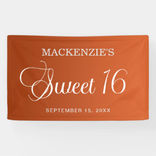 Elegante verbrannte Orange Sweet 16 Geburtstag Banner