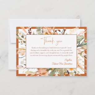 Elegante verbrannte orangefarbene Herbst-Blumen-Br Dankeskarte