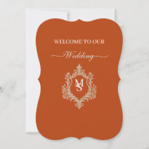 Elegante verbrannte orangefarbene Monogramm-Wappen