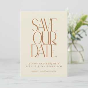 Elegante verbrannte Rost-Mitte des Jahrhunderts mo Save The Date
