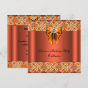Elegante veredelte orange Schleife Diamanten Party Einladung