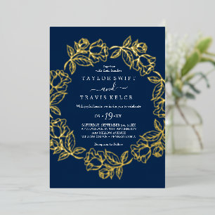 Elegante vergoldete florale Goldfolie Navy Blau Ho Folieneinladung