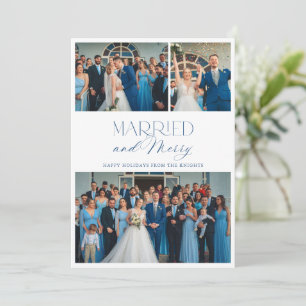 Elegante Verheiratet und Fröhlich 3 Foto-Collage Feiertagskarte