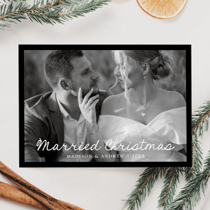 Elegante verheiratete Weihnachts-Schriftart Schwar Feiertagskarte