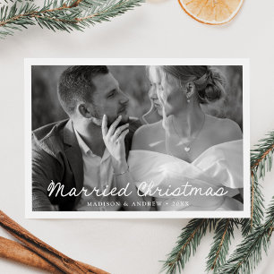 Elegante verheiratete Weihnachts-Script-Foto Feiertagskarte