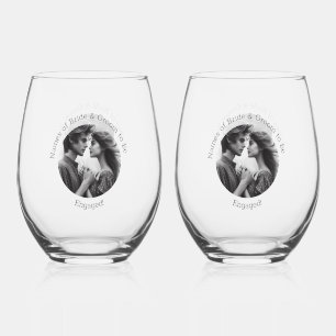 Elegante Verlobung Personalisiertes Foto Brauchtum Weinglas Ohne Stiel