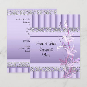 Elegante Verlobung Soft Pretty Lila Floral Einladung