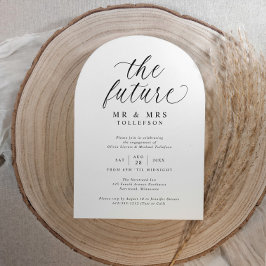 Elegante Verlobungsfeier Schwarz und Weiß Einladung