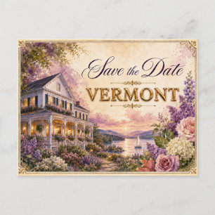 Elegante Vermont Save-the-Date-Hochzeits-Einladung Postkarte