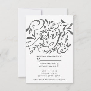 Elegante verspielte Vintage-Lettering-Kreide-Hochz RSVP Karte