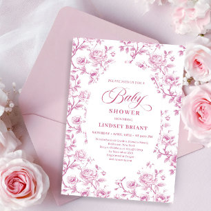 Elegante verstaubte Rosen-Blumen-Baby-Shower-Einla Einladung