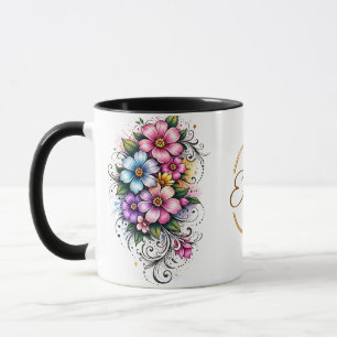 Elegante vertikale Blumenbouquet-Illustration Tasse