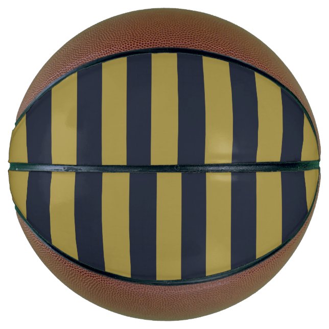Elegante vertikale Streifen aus Gold und Navy Basketball (Vorderseite)