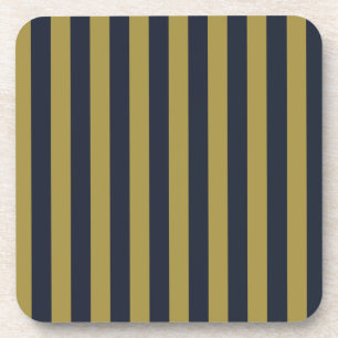 Elegante vertikale Streifen aus Gold und Navy Getränkeuntersetzer