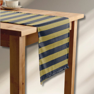 Elegante vertikale Streifen aus Gold und Navy Kurzer Tischläufer