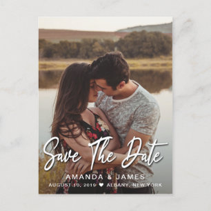 Elegante vertikale Typografie, die Save the Date Ankündigungspostkarte