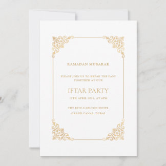 Elegante verzierte barocke Goldschrift-Iftar-Party Einladung