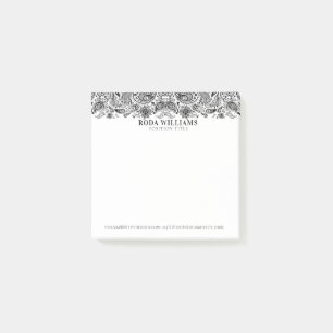 Elegante, verzierte Blumenallee Post-it Klebezettel