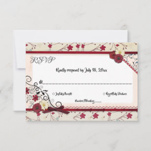 Elegante Verzierte Burgundy Rose Boho Floral Weddi RSVP Karte