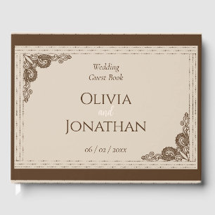 Elegante verzierte Hochzeit in Beige Gästebuch
