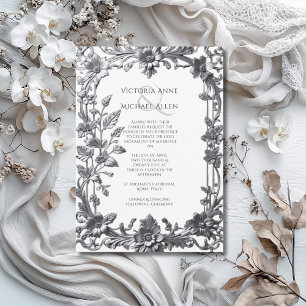 Elegante Verzierte RahmenWedding Einladung