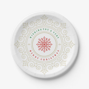 Elegante Verzierte Snowflake Pappteller