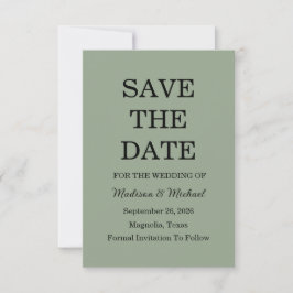 Elegante Verzierte Swirl Sage Green Floral Wedding Save The Date