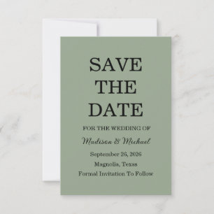Elegante Verzierte Swirl Sage Green Floral Wedding Save The Date