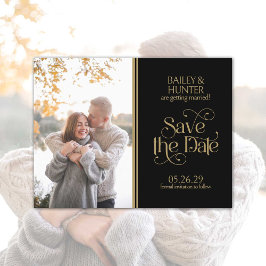 Elegante Verzierte Typografie Hochzeit speichern S Postkarte