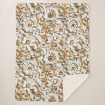 Elegante Verzierte weiße Blume mit goldenen Blätte