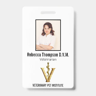 Elegante Veterinärmedizin Gold V Tierarzt   Foto-I Ausweis