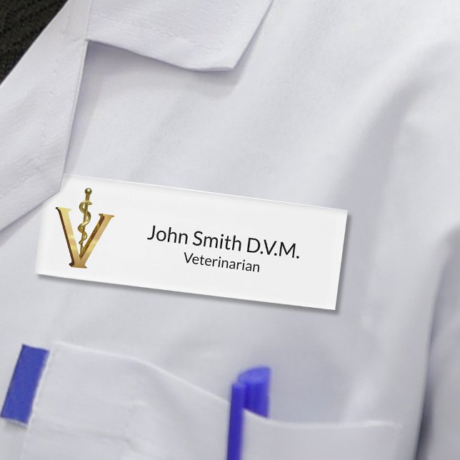 Elegante VeterinärmedizinVet Asclepius Gold V Namenschild (Von Creator hochgeladen)