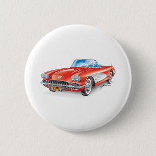 ELEGANTE VETTE AUTOMOBILE ART BUTTON