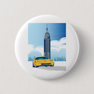 ELEGANTE VETTE AUTOMOBILE ART BUTTON
