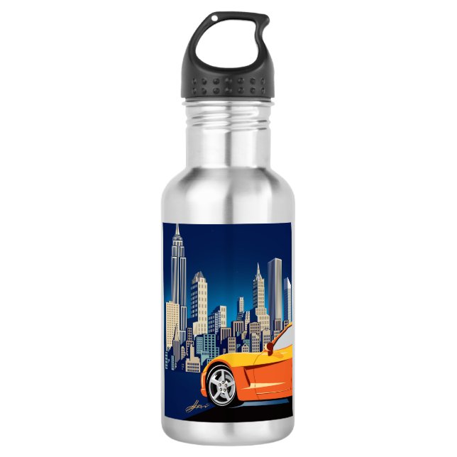 ELEGANTE VETTE AUTOMOBILE ART EDELSTAHLFLASCHE (Vorderseite)
