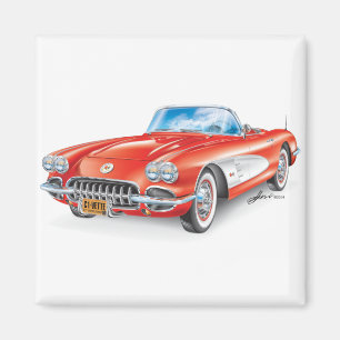 ELEGANTE VETTE AUTOMOBILE ART MAGNET