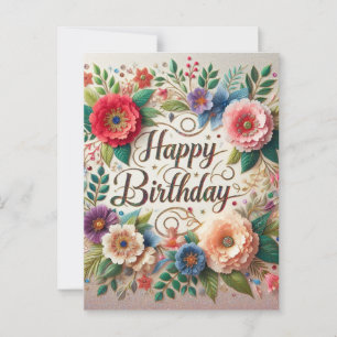 Elegante Vibes floral Geburtstagskarte Postkarte