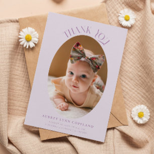 Elegante Vielen Dank Oval Lila Baby Ankündigung