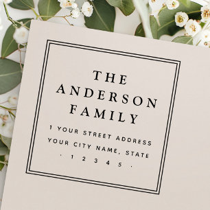 Elegante viereckige Rücksendeadresse mit Familienn Gummistempel
