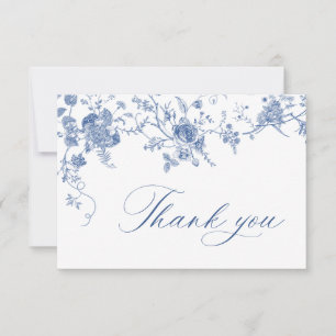 Elegante Viktorianisch Blue French Floral Wedding Dankeskarte
