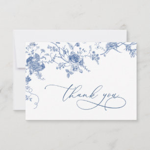 Elegante Viktorianisch Blue French Floral Wedding Dankeskarte