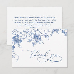 Elegante Viktorianisch Blue French Floral Wedding Dankeskarte
