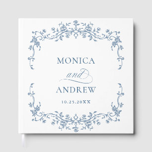 Elegante Viktorianisch Blue French Floral Wedding Gästebuch