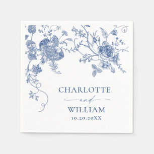 Elegante Viktorianisch Blue French Floral Wedding Serviette