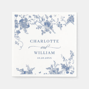 Elegante Viktorianisch Blue French Floral Wedding Serviette