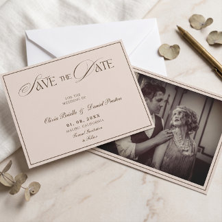 Elegante viktorianische alte Geld-Foto-Save-the-Da Einladung