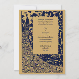 Elegante viktorianische Art Nouveau Pfau-Hochzeit Einladung
