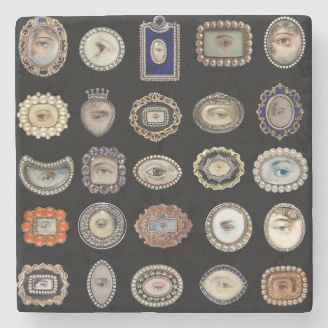 Elegante Viktorianische Augen Steinuntersetzer (Vorderseite)