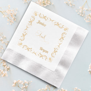 Elegante Viktorianische Braut- und Bräutigamen Servietten Mit Folie